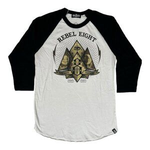 Vintage Rebel 8 Raglan Shirt Size Small 3/4 Sleeve Y2K